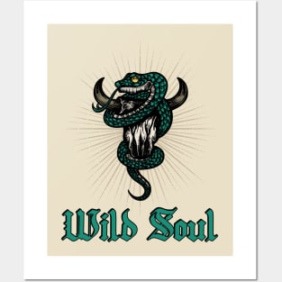 Bull Skull Snake Tattoo Wild Soul Posters and Art